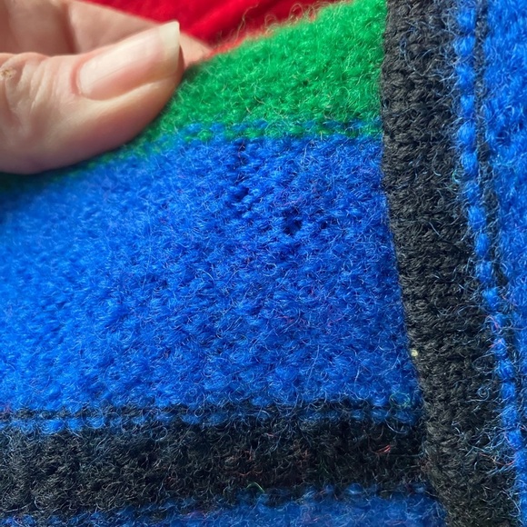 TALBOTS 90s vintage wool sweater rainbow striped peacoat cardigan sz M - Picture 15 of 15